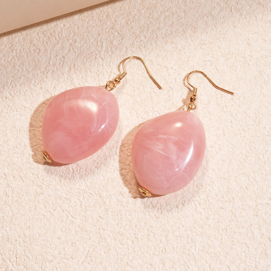 Romantic Pink Acrylic Oval Bead Necklace