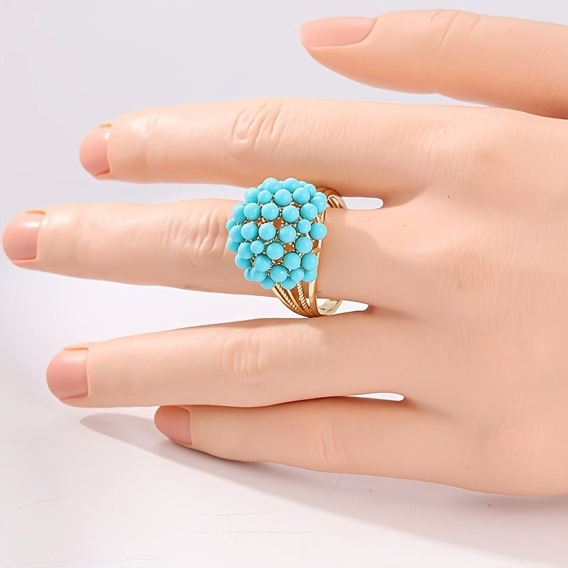 Boho Turquoise Cluster Ring
