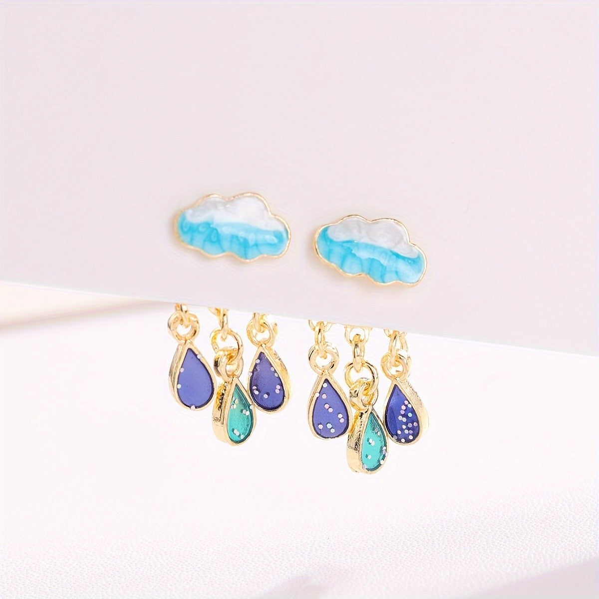 Dainty Cloud Raindrop Earrings