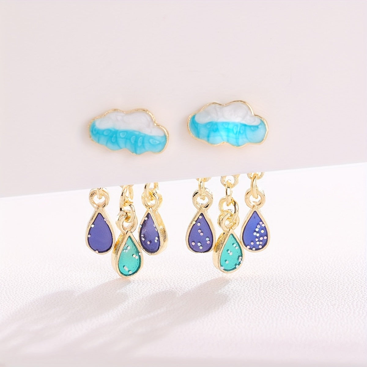 Dainty Cloud Raindrop Earrings
