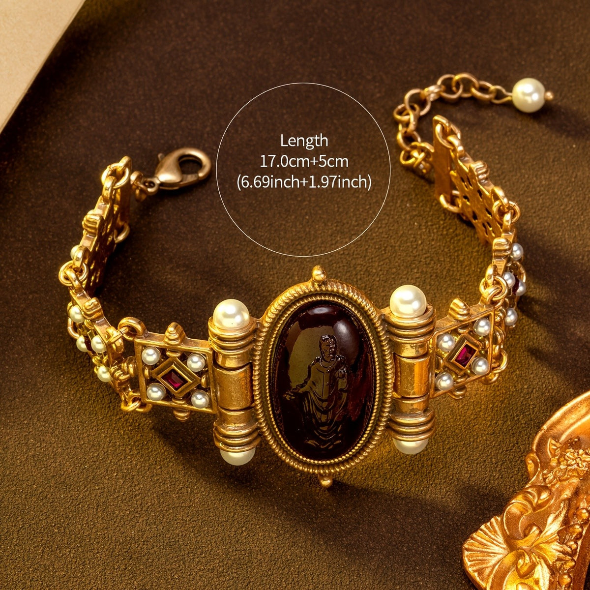 Vintage Purple Cameo Geometric Bracelet