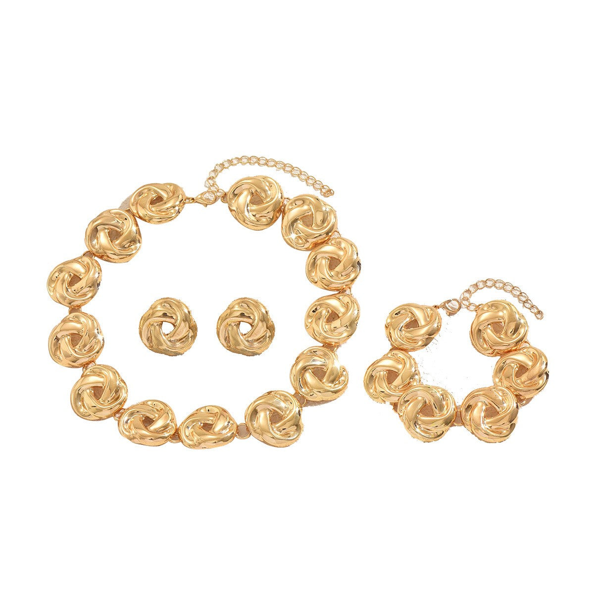 Classy Twisted Knot Necklace, Bracelet & Earring Set