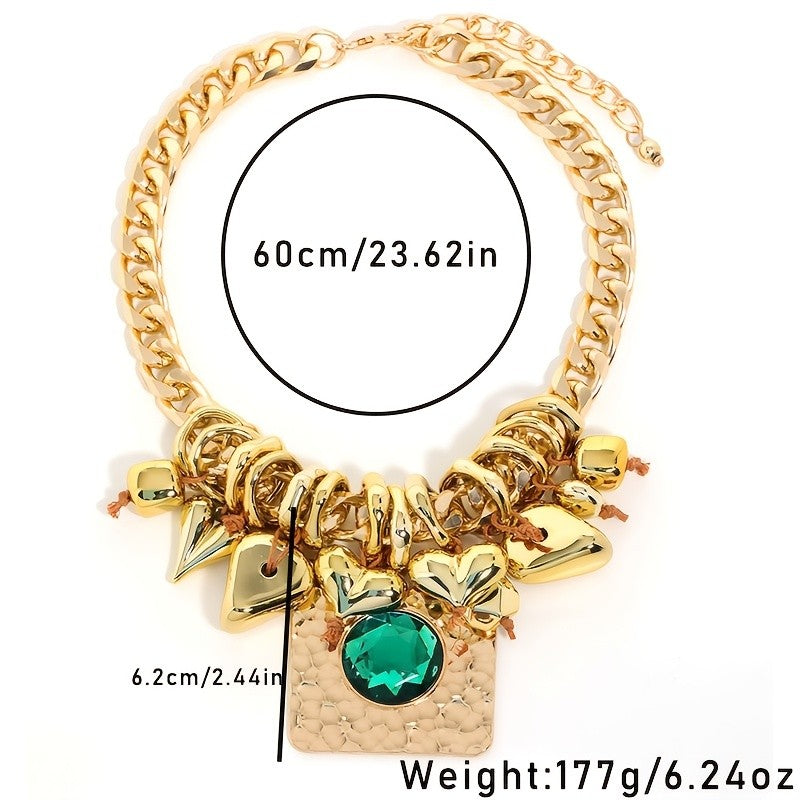 Chunky Gold Chain Square Pendant Necklace
