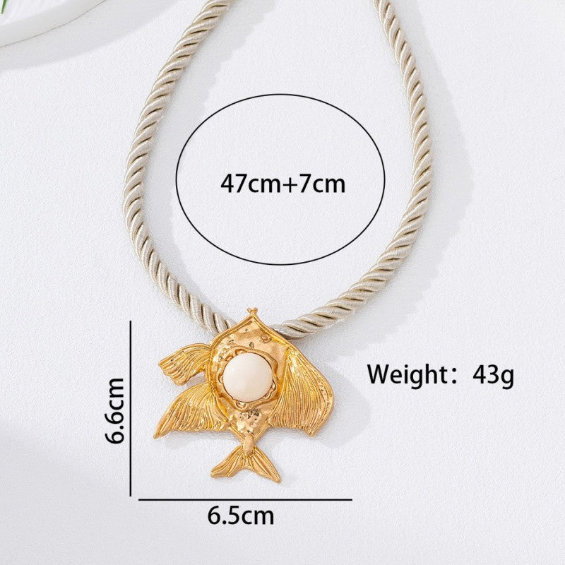 Elegant Fish Pearl Rope Necklace