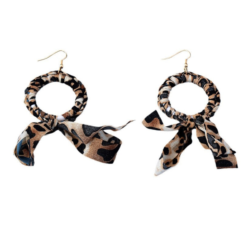 Elegant Leopard Print Bow Drop Earrings
