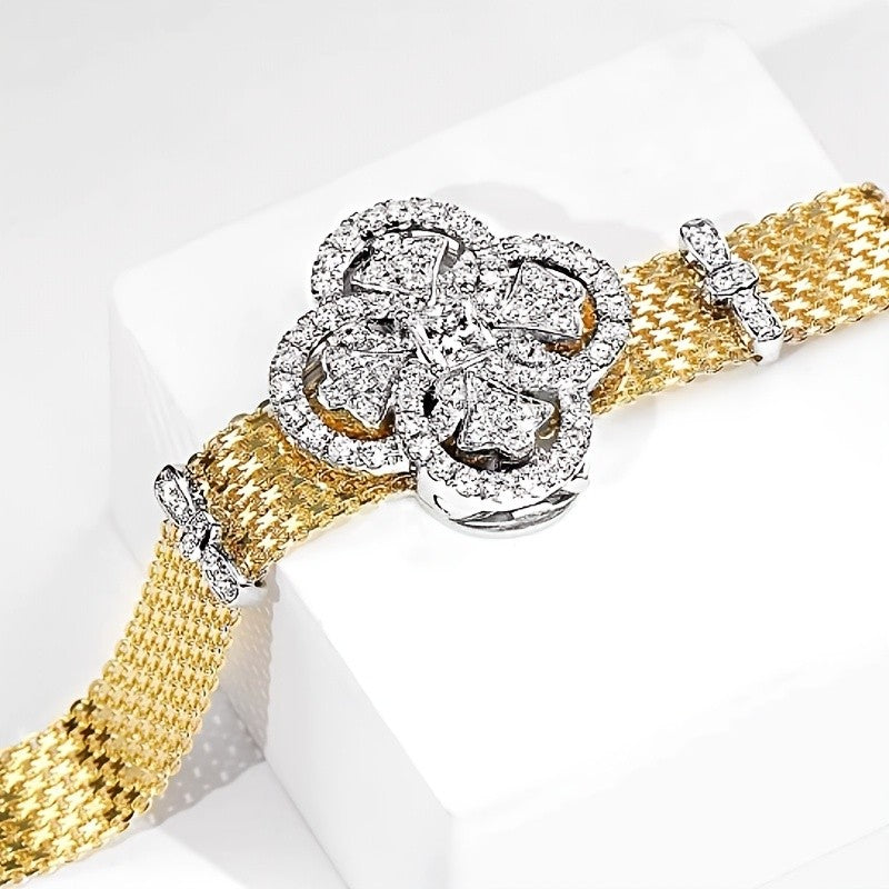14k Elegant Floral Mesh Bracelet