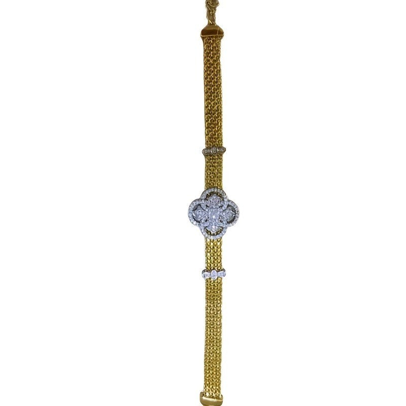14k Elegant Floral Mesh Bracelet