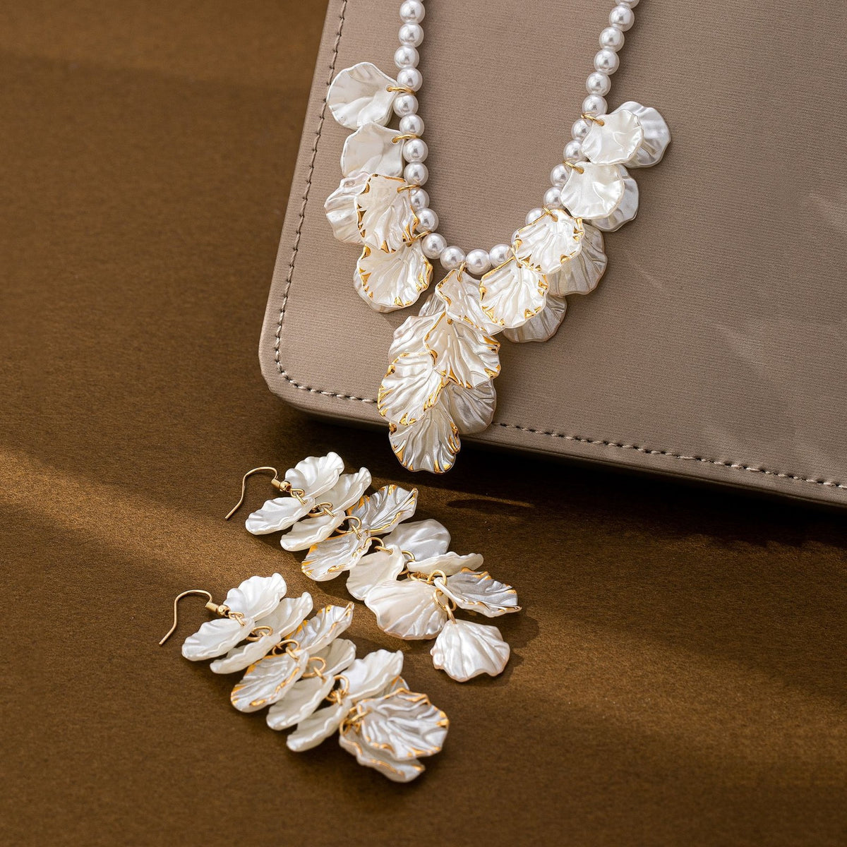 Vintage Layered Acrylic Petal Necklace & Earring Set