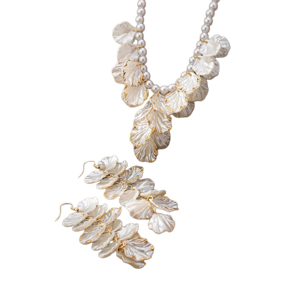 Vintage Layered Acrylic Petal Necklace & Earring Set