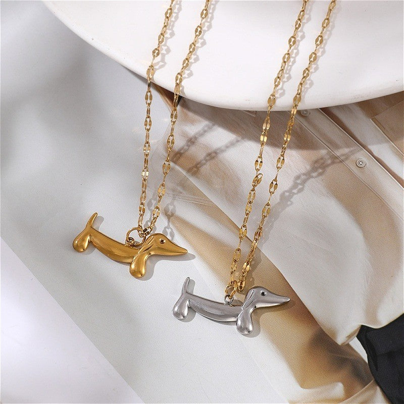 18k Elegant Dachshund Layered Necklace