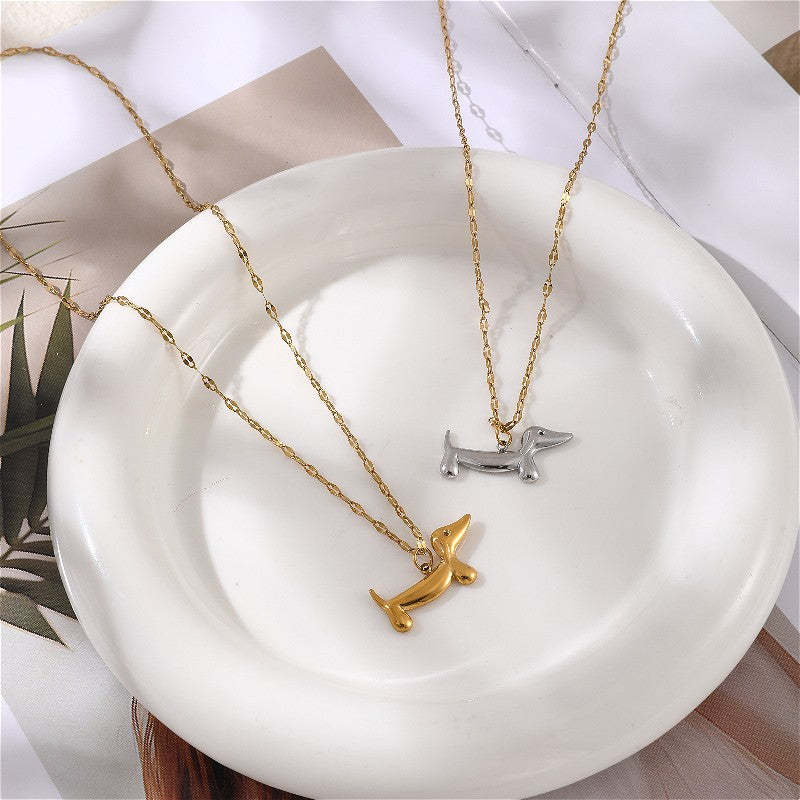 18k Elegant Dachshund Layered Necklace