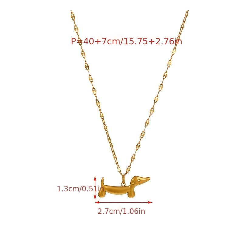 18k Elegant Dachshund Layered Necklace