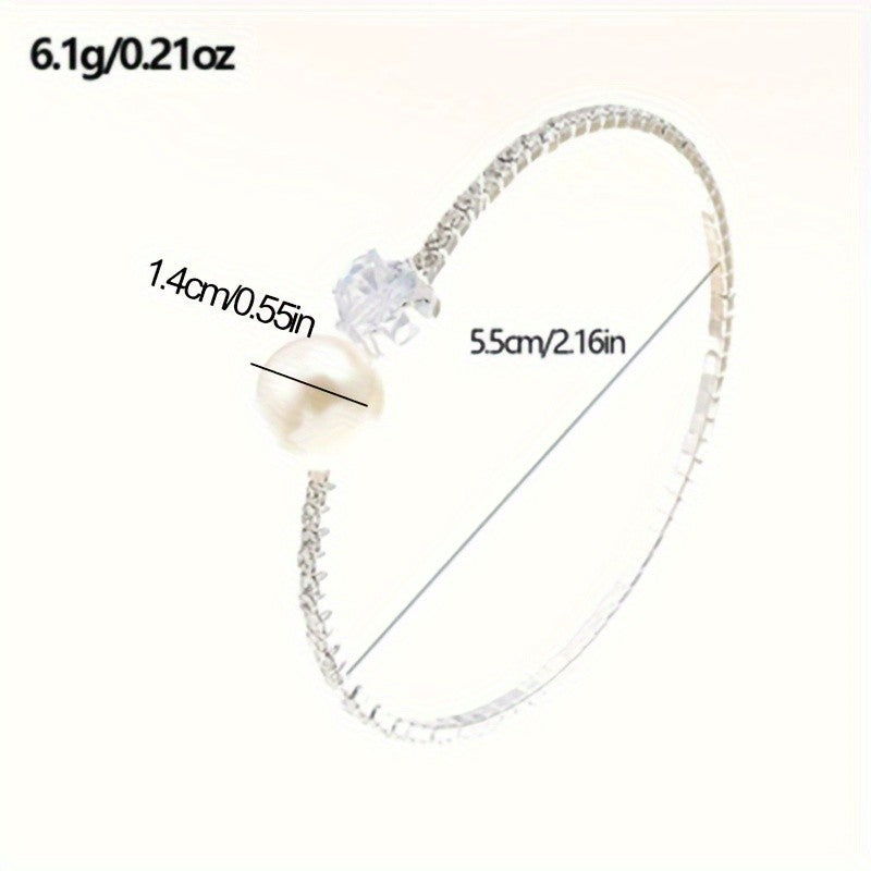 Elegant Pearl and Rhinestone Cuff Bracelet