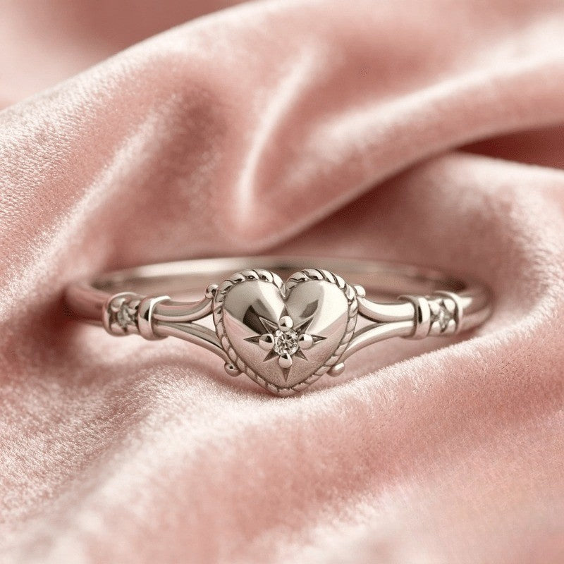 Romantic Heart Star Ring