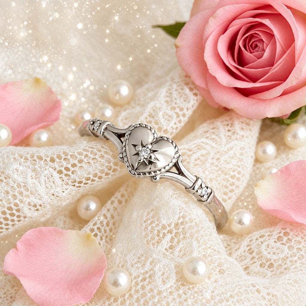 Romantic Heart Star Ring
