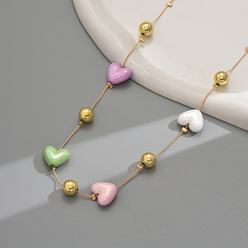 Playful Multicolor Heart Satellite Necklace