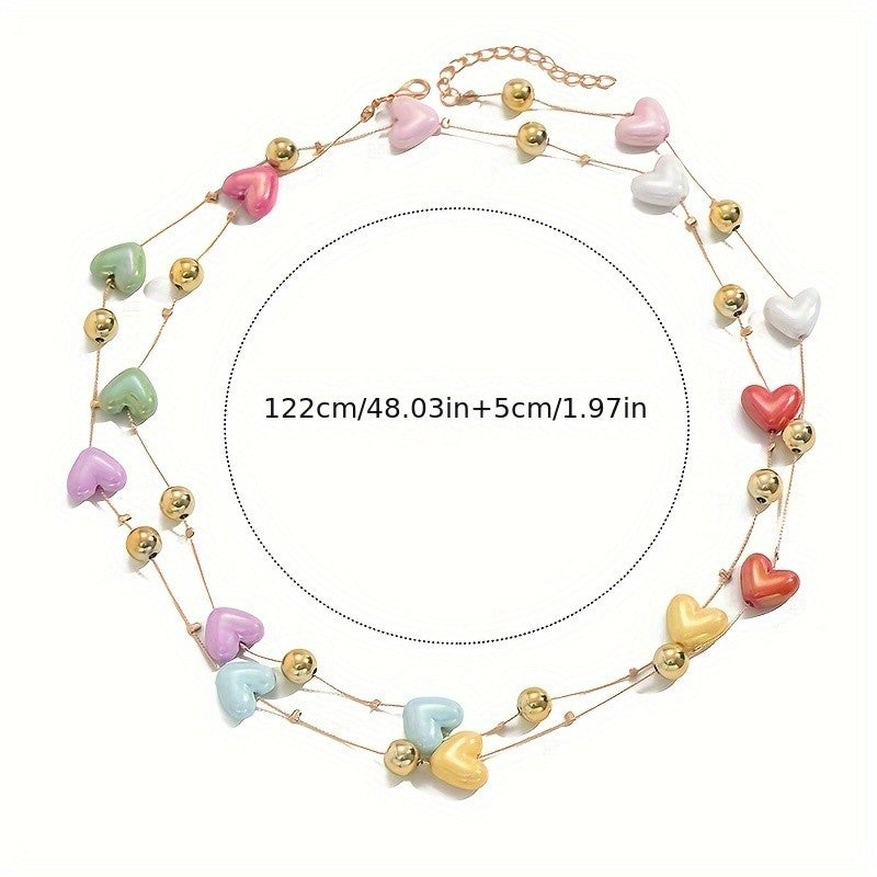 Playful Multicolor Heart Satellite Necklace