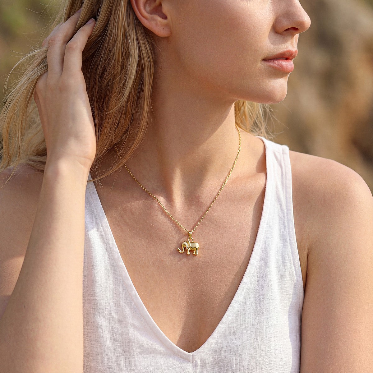14k Dainty Elephant Necklace