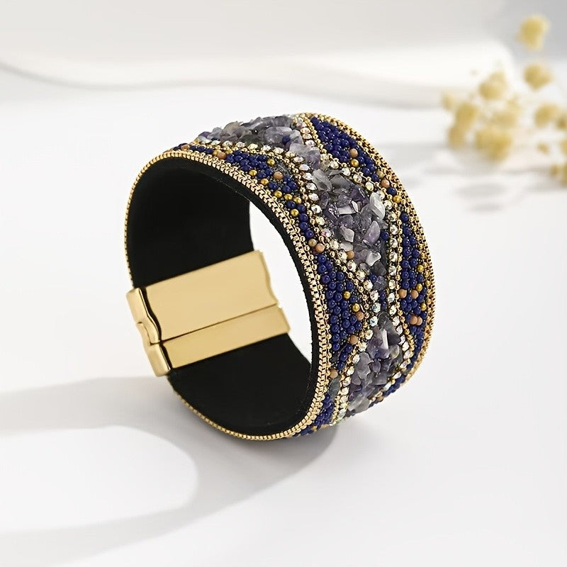 Boho Vintage Encrusted Wide Bracelet