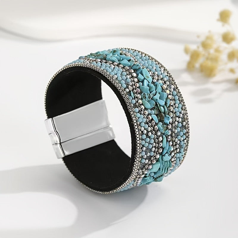 Boho Vintage Encrusted Wide Bracelet