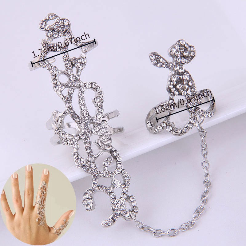 Elegant Vintage Rose Finger Ring Bracelet