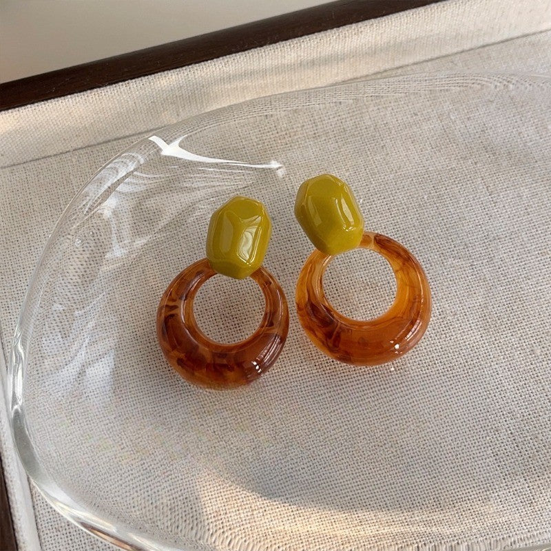 Boho Olive Acrylic Hoop Earrings