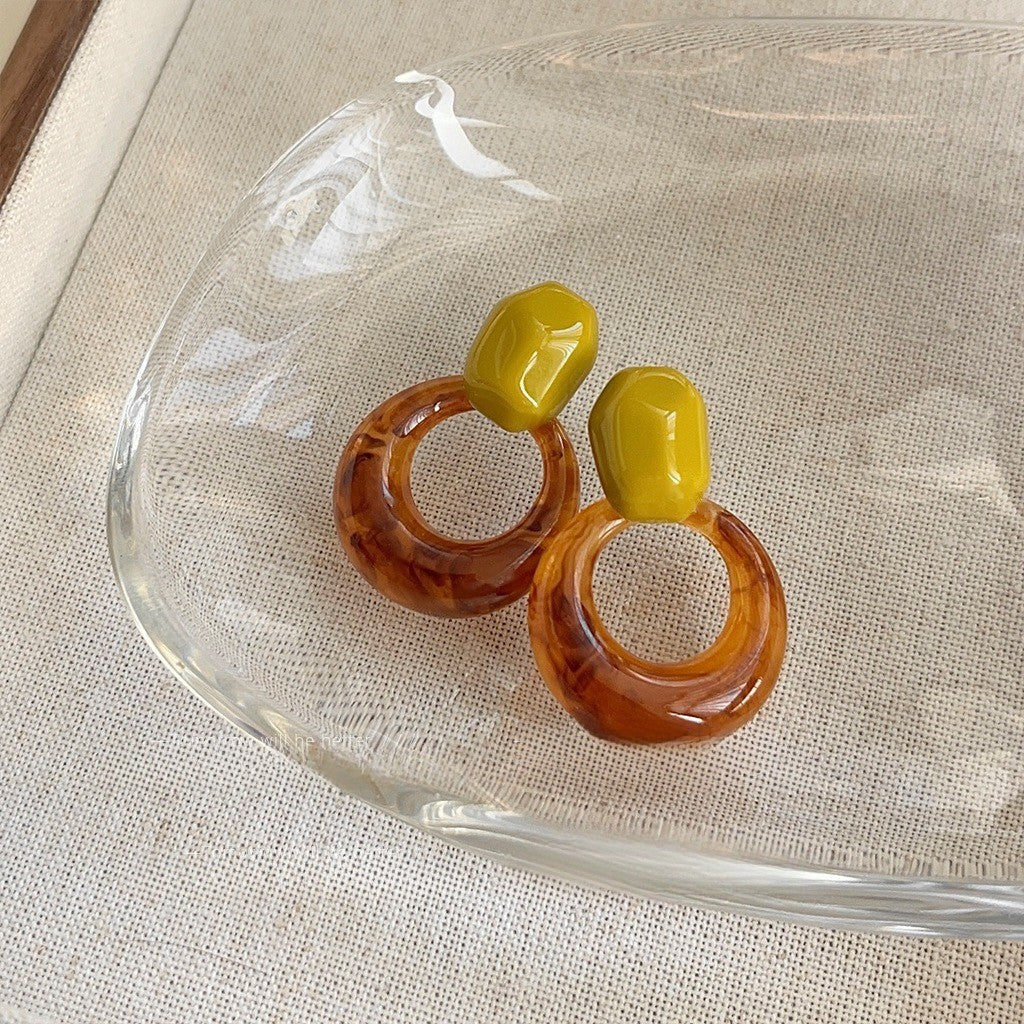 Boho Olive Acrylic Hoop Earrings