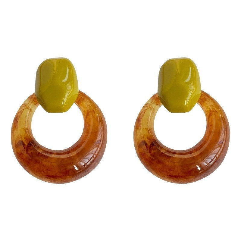 Boho Olive Acrylic Hoop Earrings
