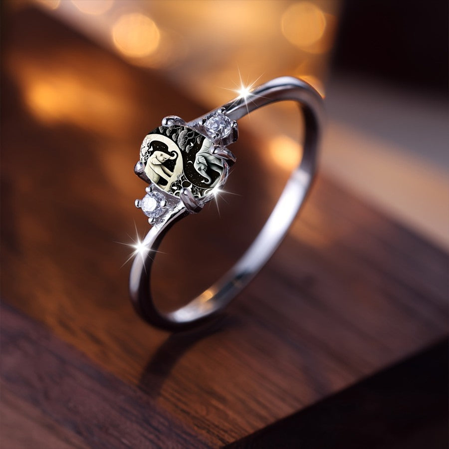 Elegant Yin Yang Elephant Ring