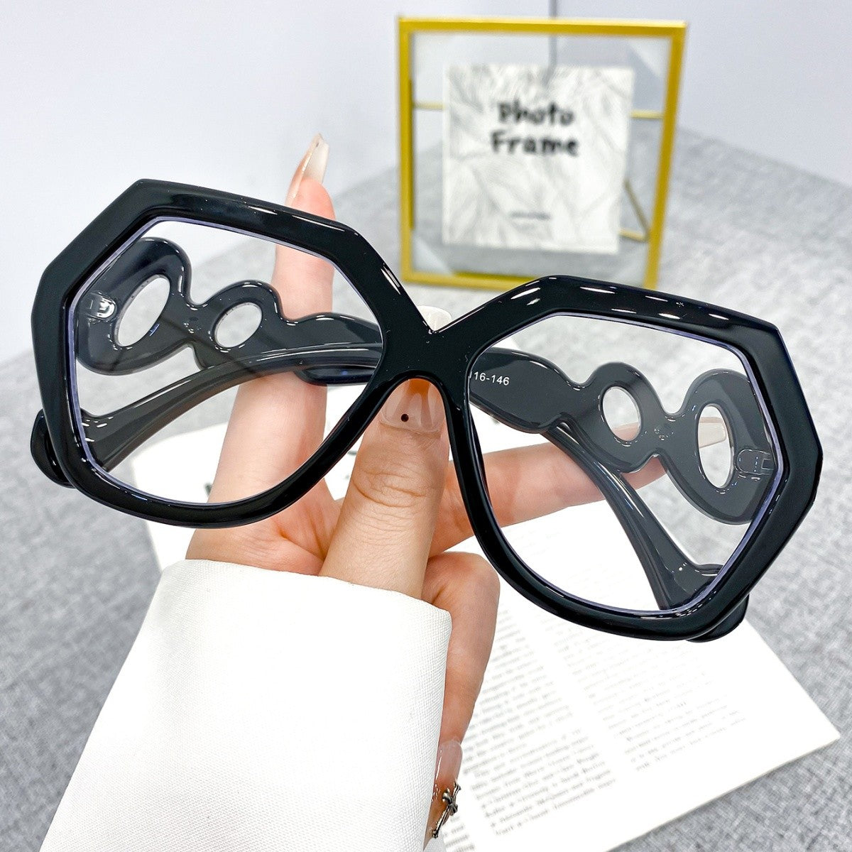 Chic Geometric Blue Reading Glasses
