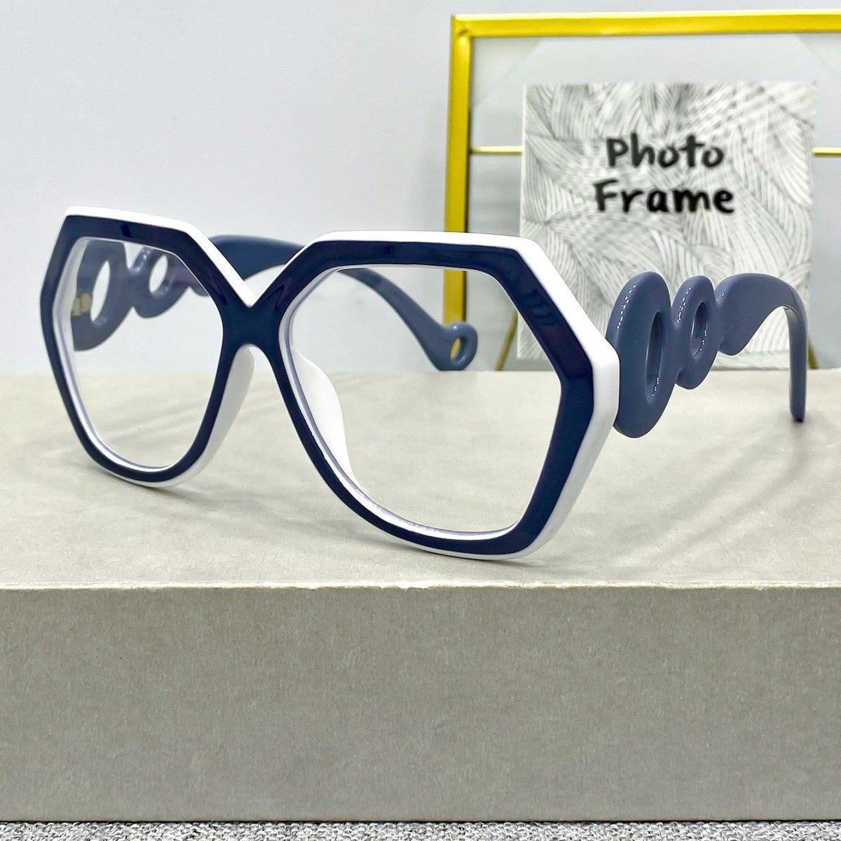 Chic Geometric Blue Reading Glasses