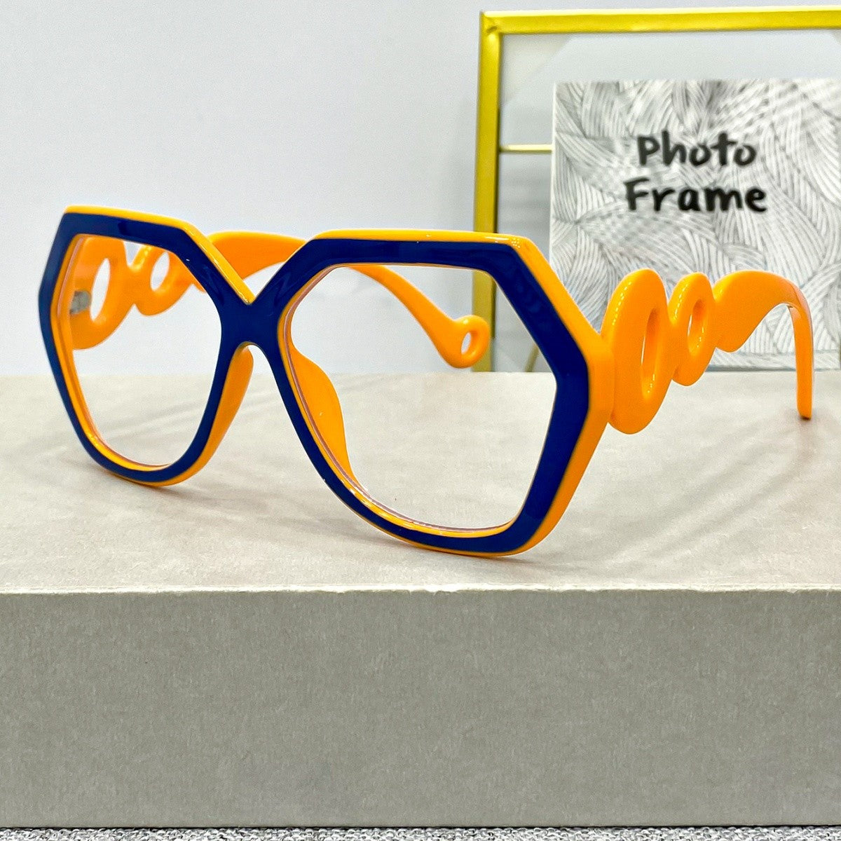 Chic Geometric Blue Reading Glasses