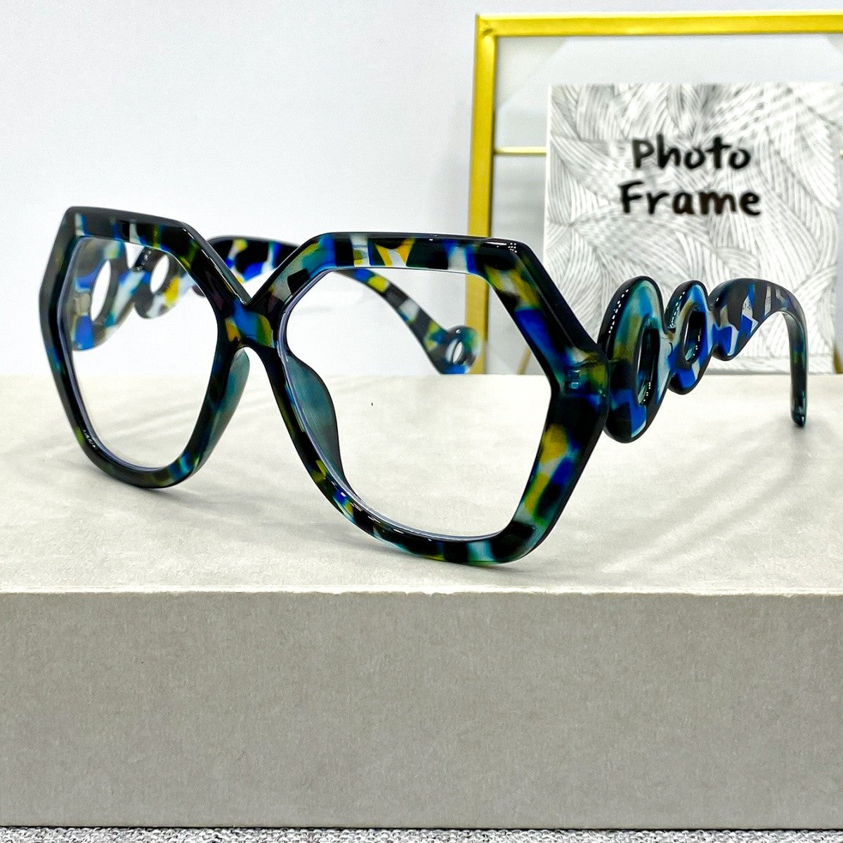 Chic Geometric Blue Reading Glasses