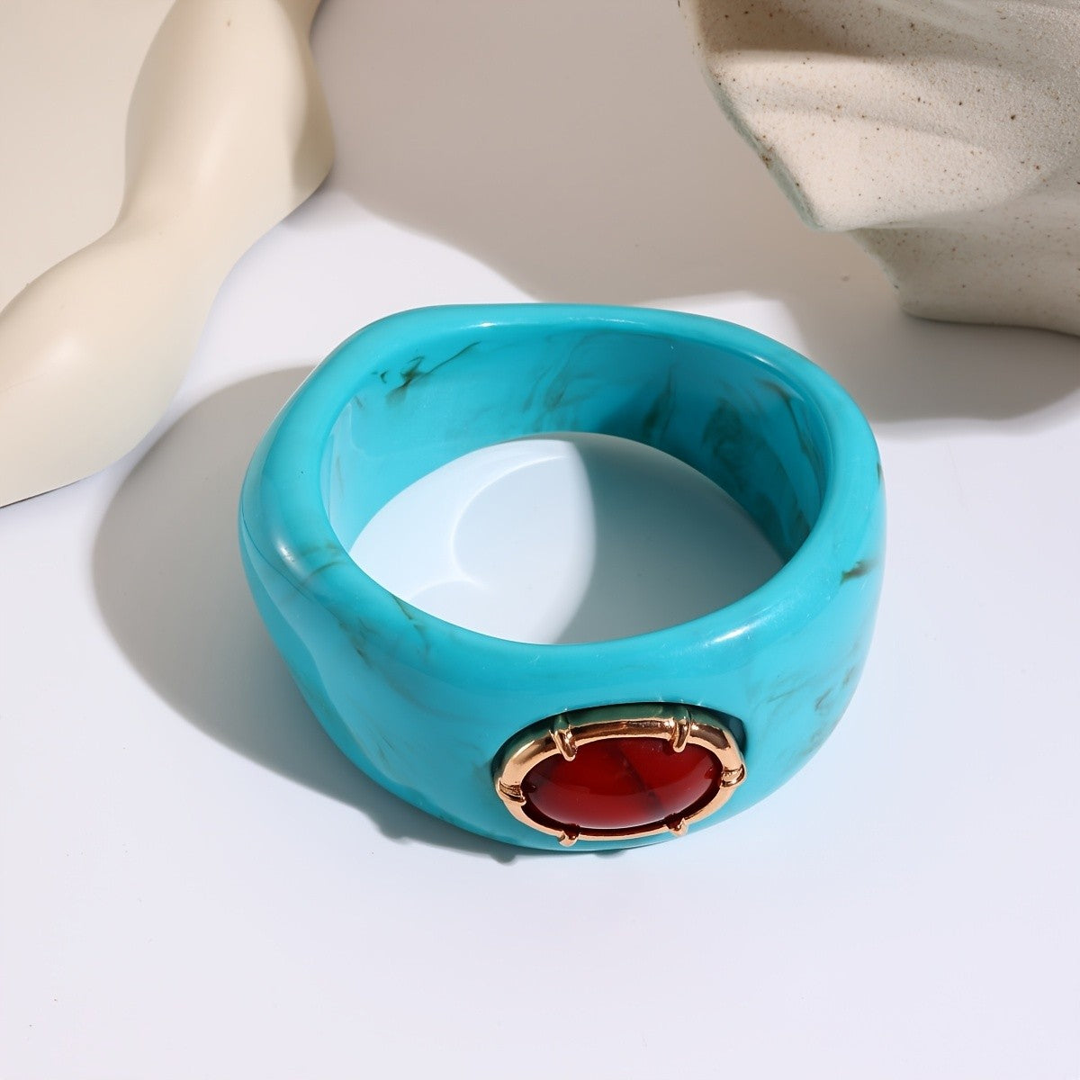 Boho Marbled Resin Cuff Set