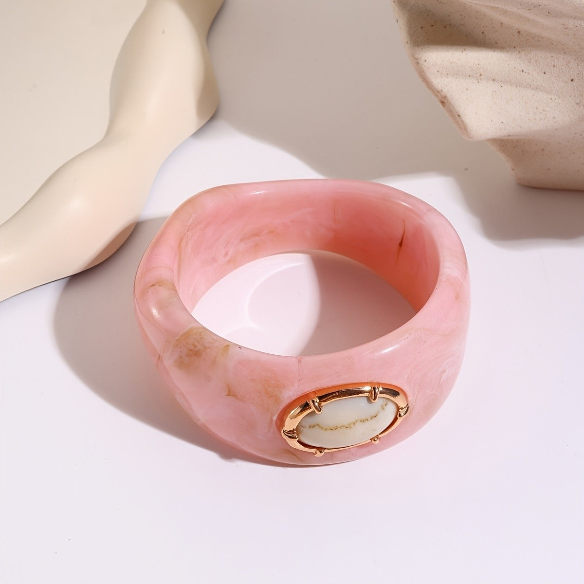 Boho Marbled Resin Cuff Set