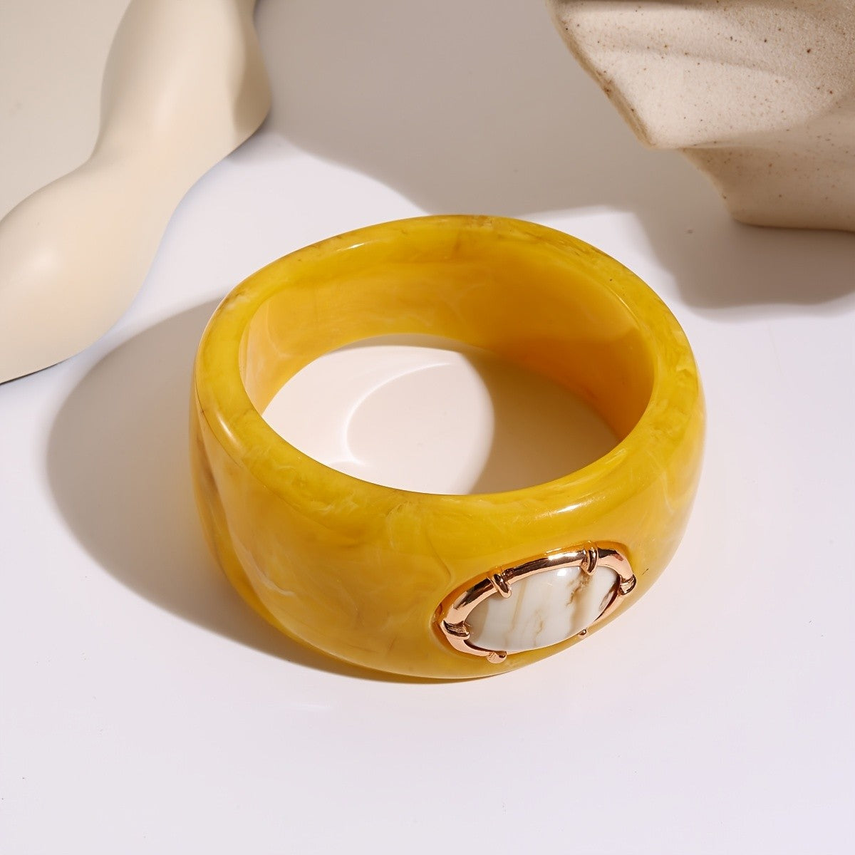 Boho Marbled Resin Cuff Set