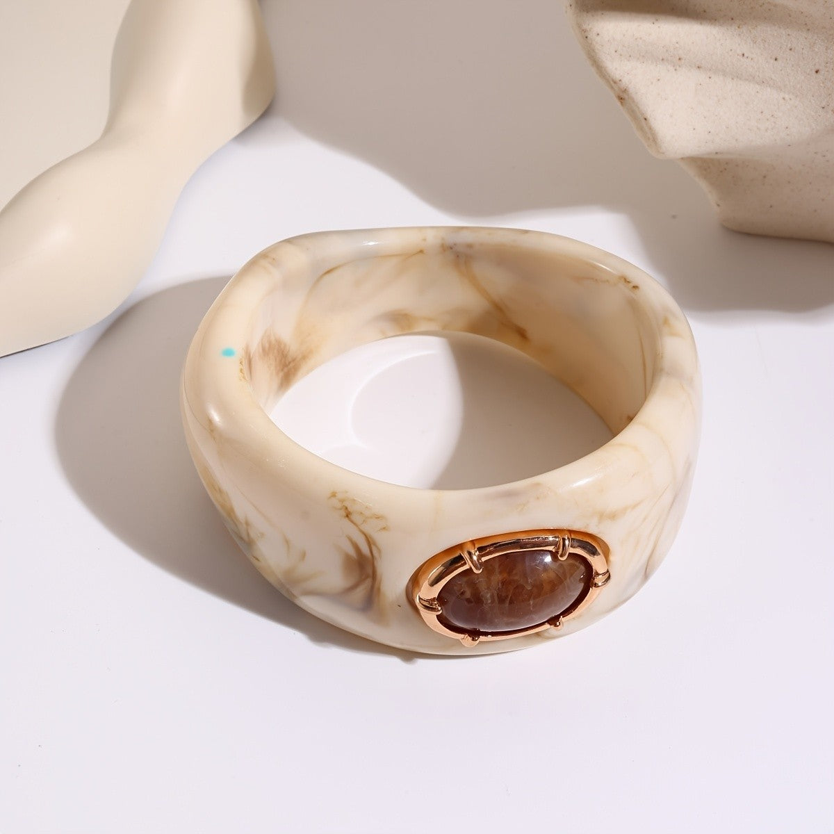 Boho Marbled Resin Cuff Set