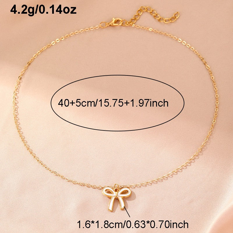 Dainty Dual Bow Layered Necklace