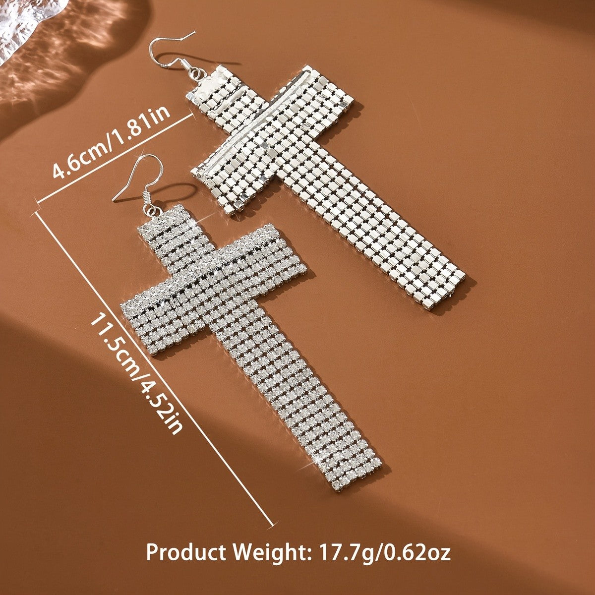 Elegant Paved Cross Drop Earrings
