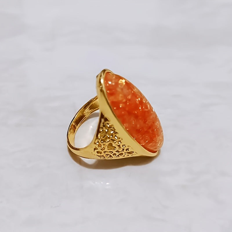 14k Vintage Amber Oval Ring