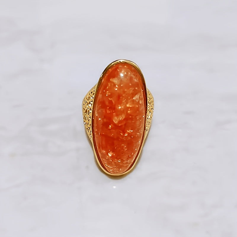 14k Vintage Amber Oval Ring