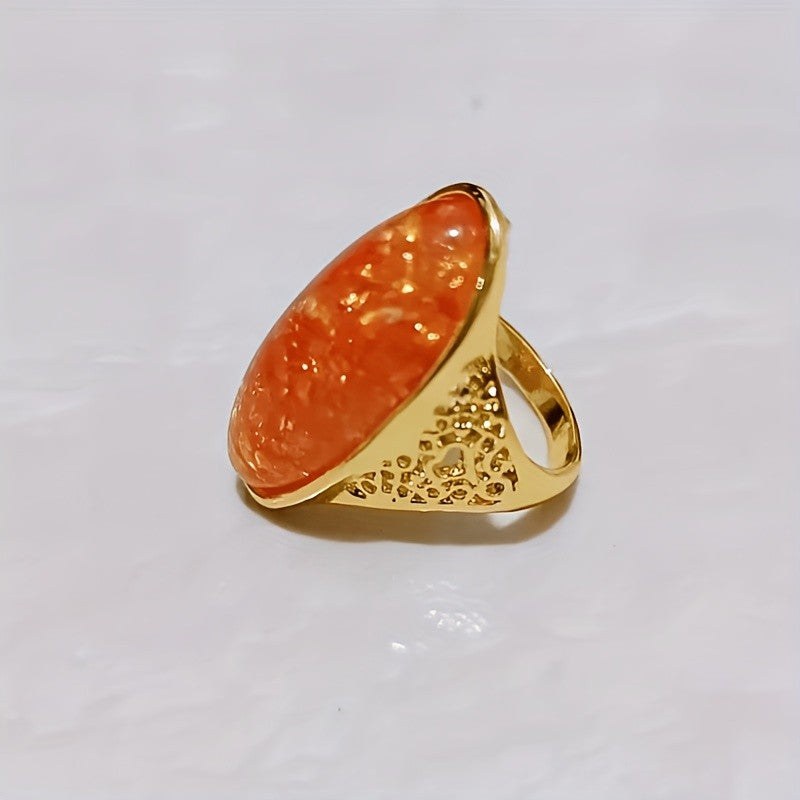 14k Vintage Amber Oval Ring