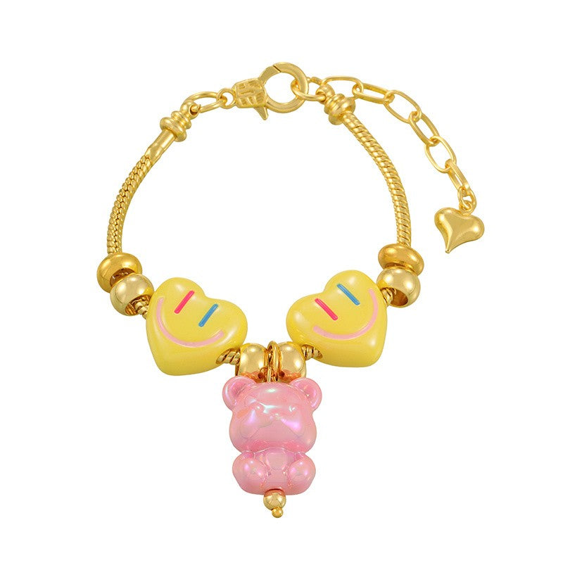 18k Y2K Resin Heart Charm Bracelet