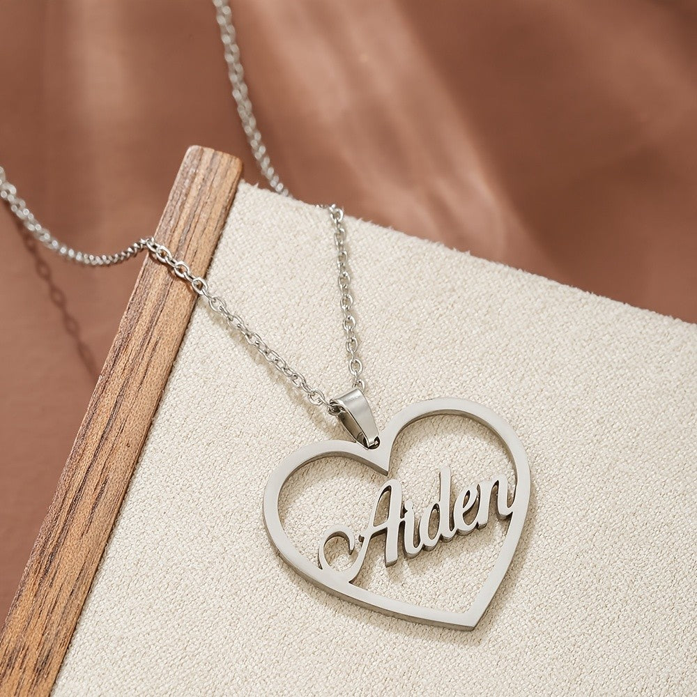 18k Elegant Custom Name Heart Necklace
