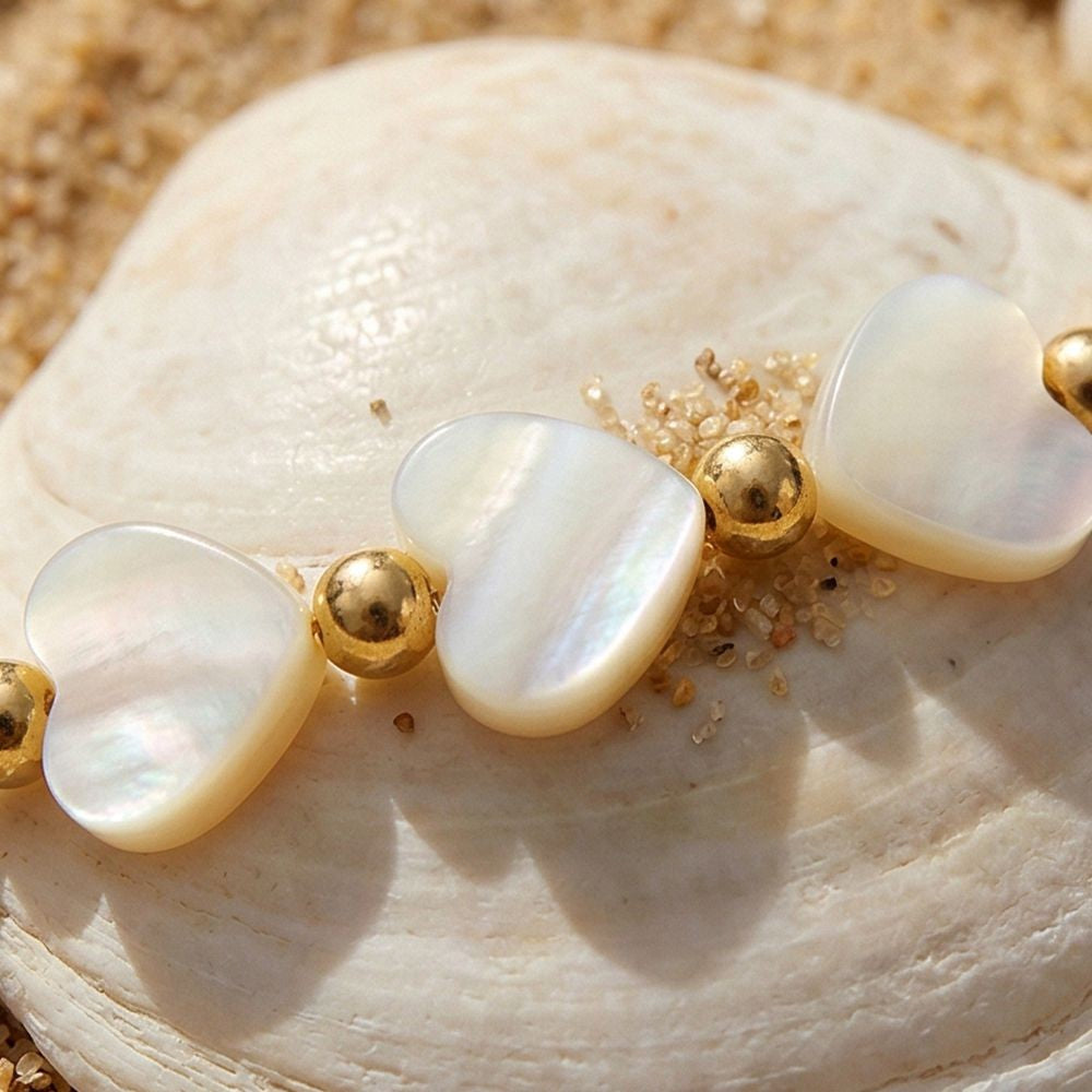 Boho White Heart Shell Anklet