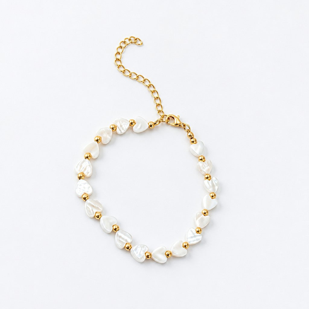 Boho White Heart Shell Anklet
