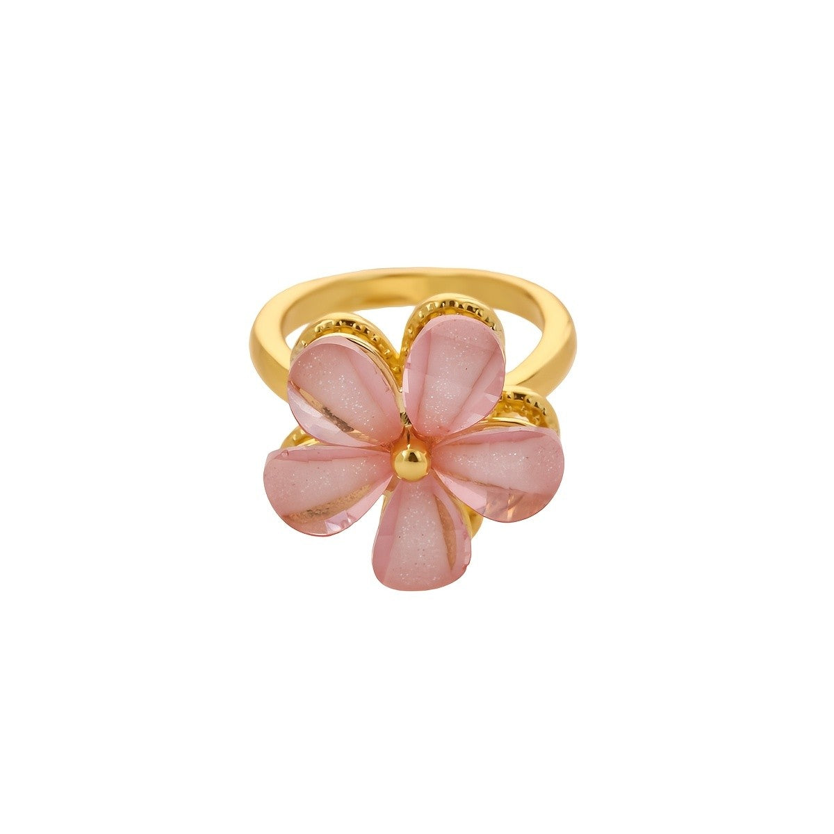 18k Dainty Resin Flower Ring