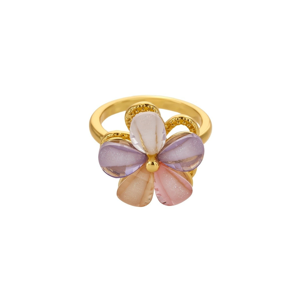 18k Dainty Resin Flower Ring