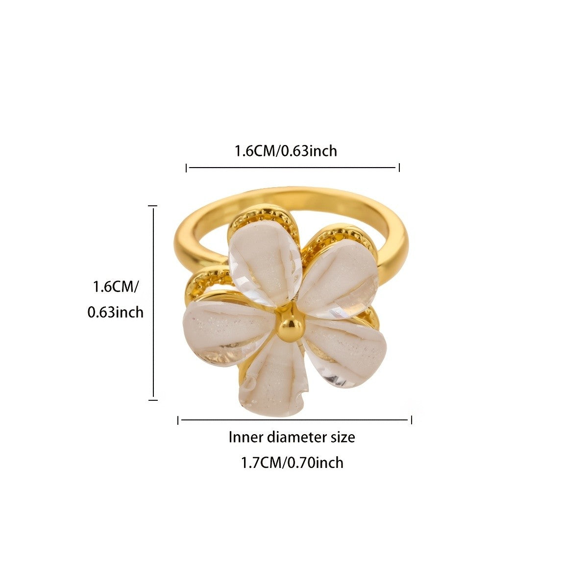 18k Dainty Resin Flower Ring