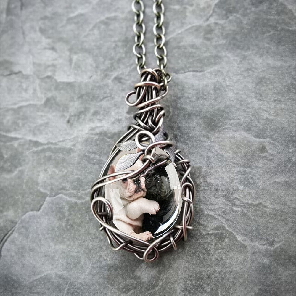 Elegant French Bulldog Wire Pendant Necklace